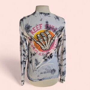 Reef Surf Modern Skeleton Black White Tye Dye x Neon Long Sleeve T-Shirt